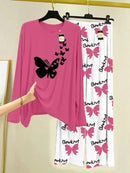 2 Pcs Women Stitched Printed Fancy Night Suit