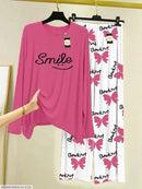 2 Pcs Women Stitched Printed Fancy Night Suit