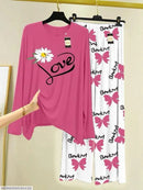 2 Pcs Women Stitched Printed Fancy Night Suit