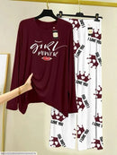 2 Pcs Women Stitched Printed Fancy Night Suit