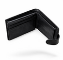 Premium Men’s Mini Leather Wallet With Zipper & Button - Black