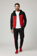 Winter 3Pcs Men Cotton Fleece Plain Zipper Track Suits