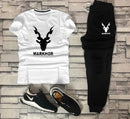 Men Cotton Markhor Graphic Track Suit Black White XL