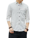 Men Slim Fit Casual Shirt Grey Seven-Point Sleeve